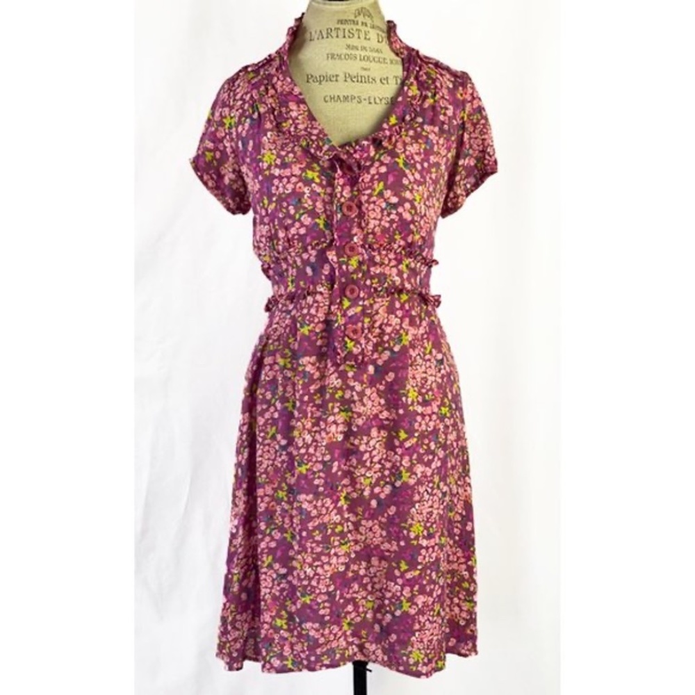 Anthropologie Pink Floral Dress By Left Of Center